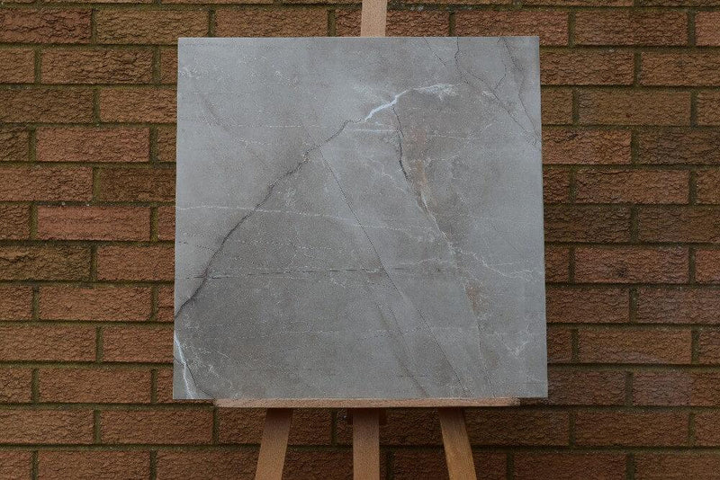 Arizona Grey Rectified Polished Glazed Porcelain 600x600mm Wall and Floor Tiles SQM Price is £18.50 - Decoridea.co.uk