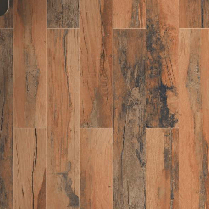 Burnt Wood Orange 20x120cm Porcelain Wall and Floor Tile (Wood Collection)