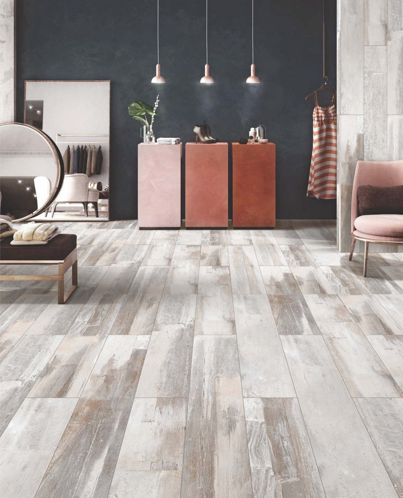 Europa White 20x120cm Porcelain Wall and Floor Tile (Wood Collection)