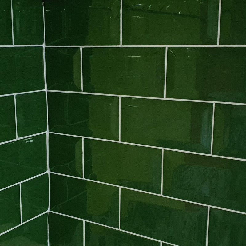 Green Metro Brick Tiles 100x200mm Diamond Decorative Polished Wall Tile