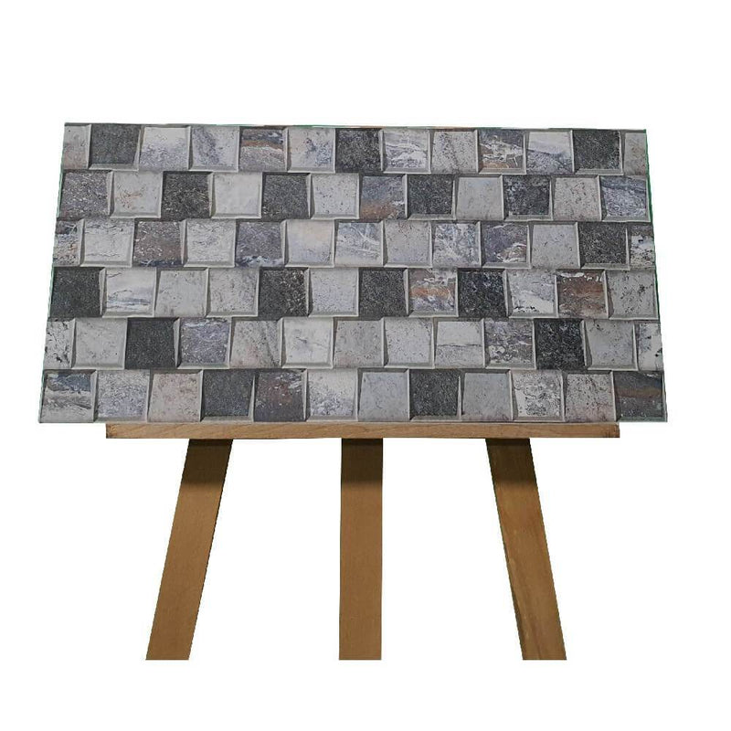 Cocoostia Grey Mosaic Cubes Split Face Slate Effect 300x600mm Rectified Matt Porcelain Decorative Wall Tile