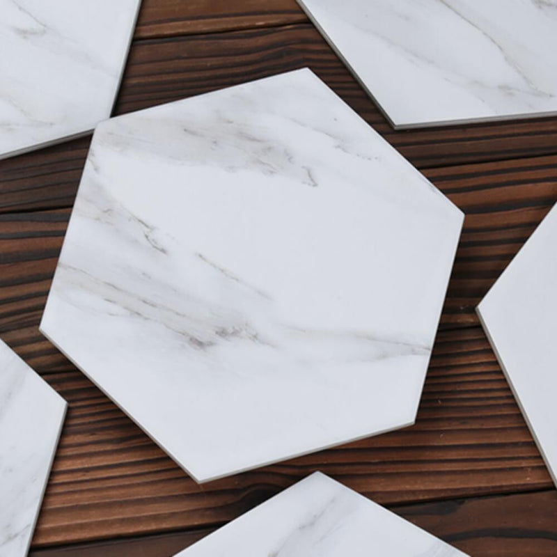 Marmara White Hexagon Matt Ceramic 200x230mm Wall and Floor Tile