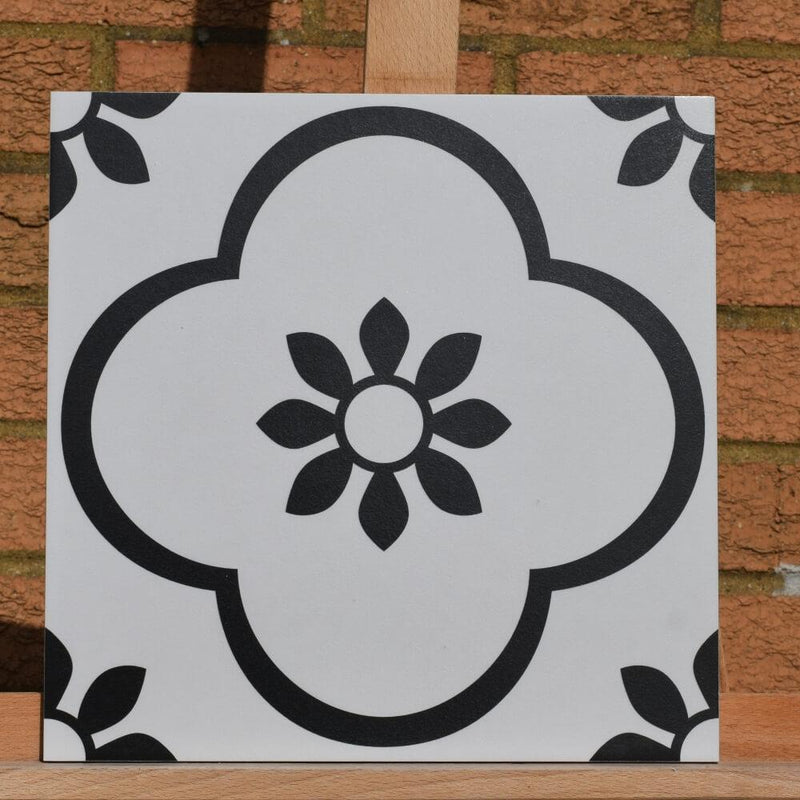 Preta Branco Rectified Matt Ceramic 300x300mm Wall and Floor Tile