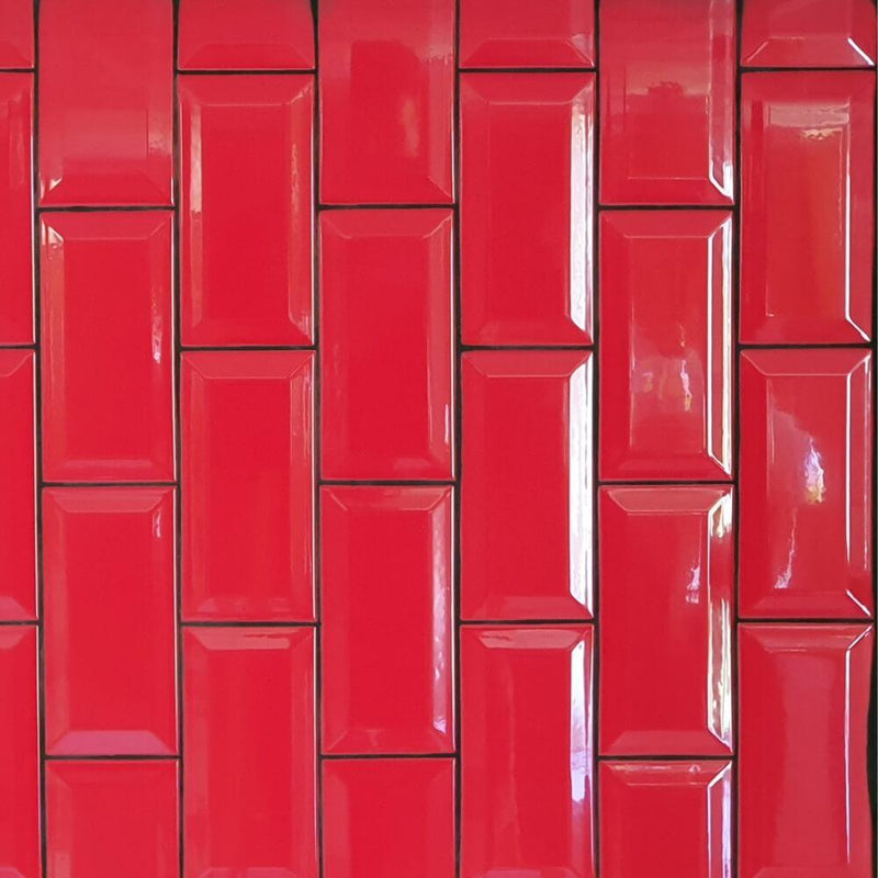 Red Metro Brick Tiles 100x200mm Diamond Decorative Polished Wall Tile