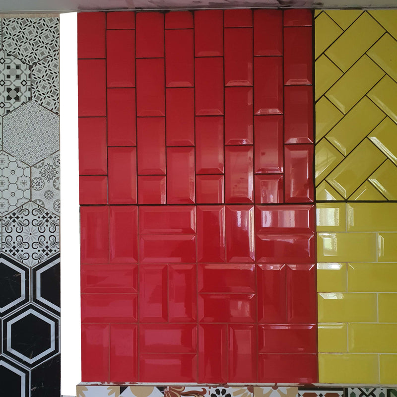 Red Metro Brick Tiles 100x200mm Diamond Decorative Polished Wall Tile