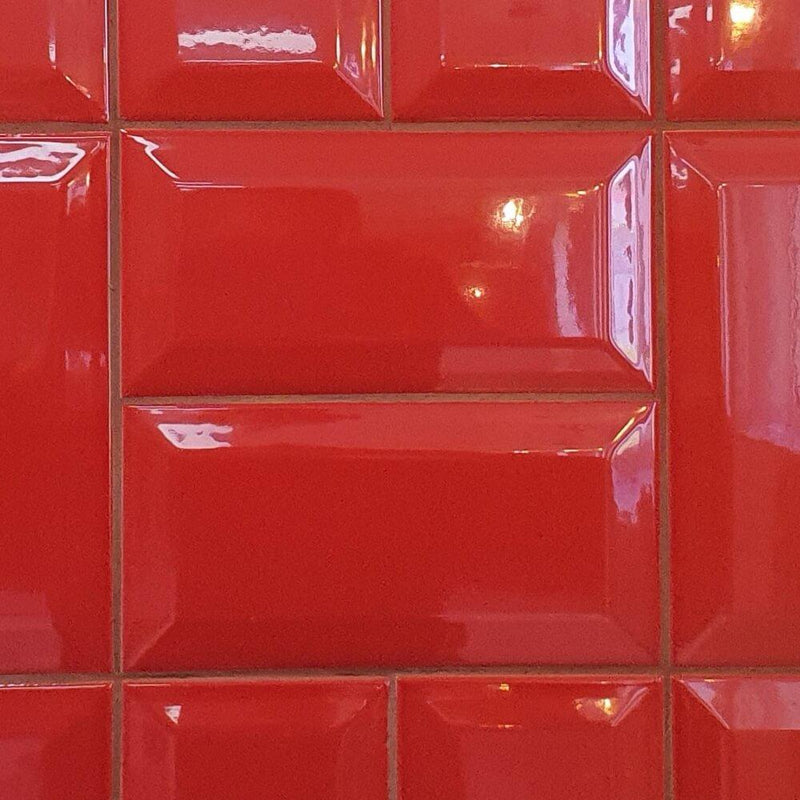 Red Metro Brick Tiles 100x200mm Diamond Decorative Polished Wall Tile