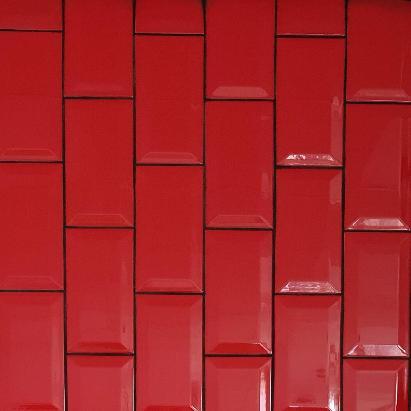 Red Metro Brick Tiles 100x200mm Diamond Decorative Polished Wall Tile