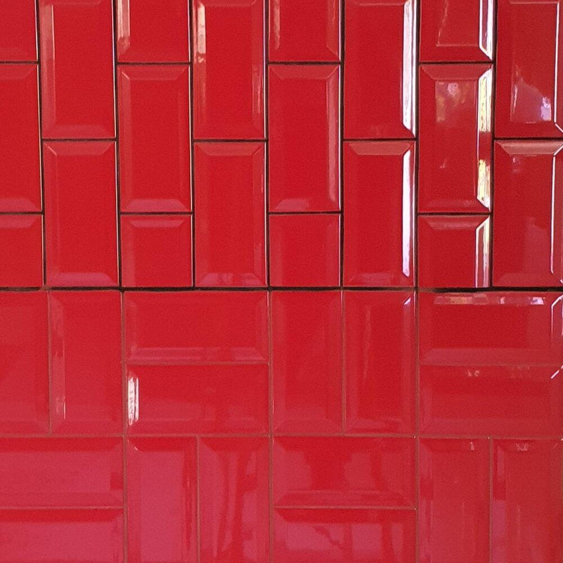 Red Metro Brick Tiles 100x200mm Diamond Decorative Polished Wall Tile