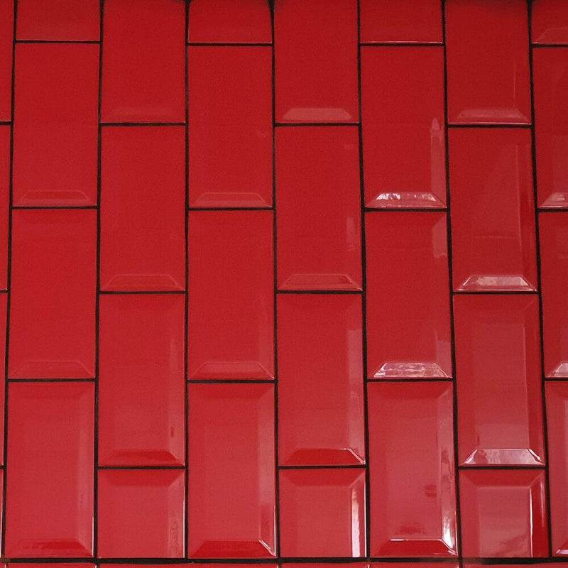 Red Metro Brick Tiles 100x200mm Diamond Decorative Polished Wall Tile