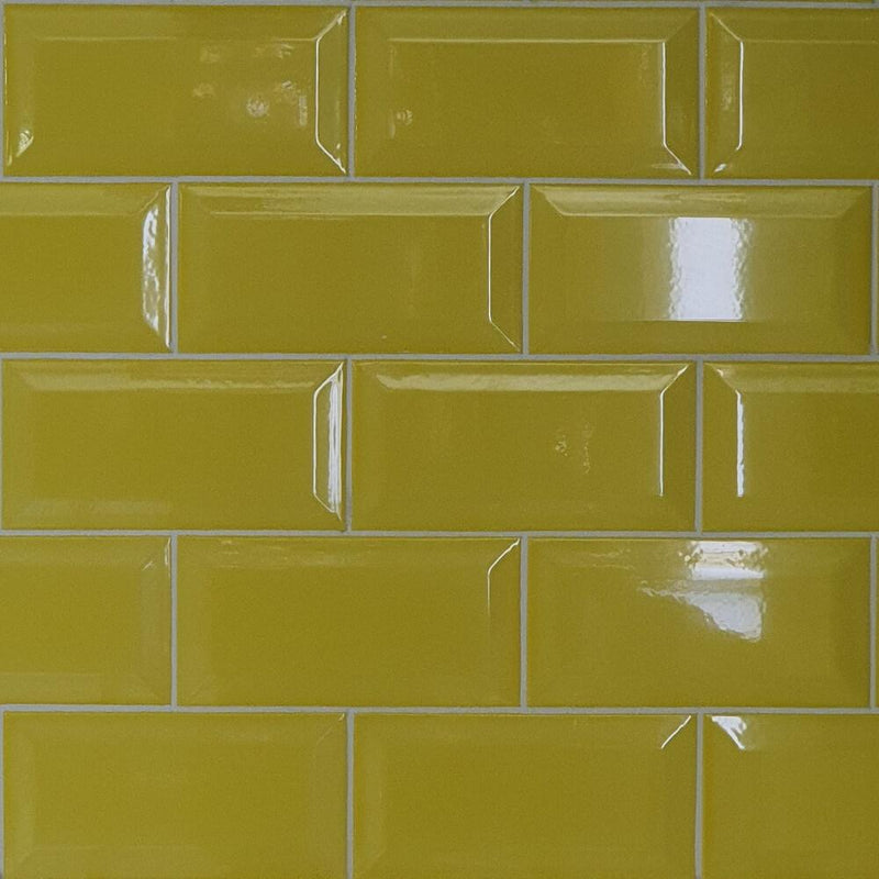 Yellow Metro Brick Tiles 100x200mm Diamond Decorative Polished Wall Tile