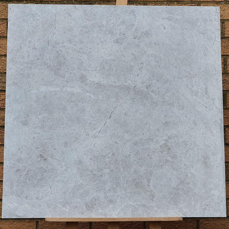 Afyon Grey Rectified Polished Stone Effect Porcelain 800x800mm Wall and Floor Tiles