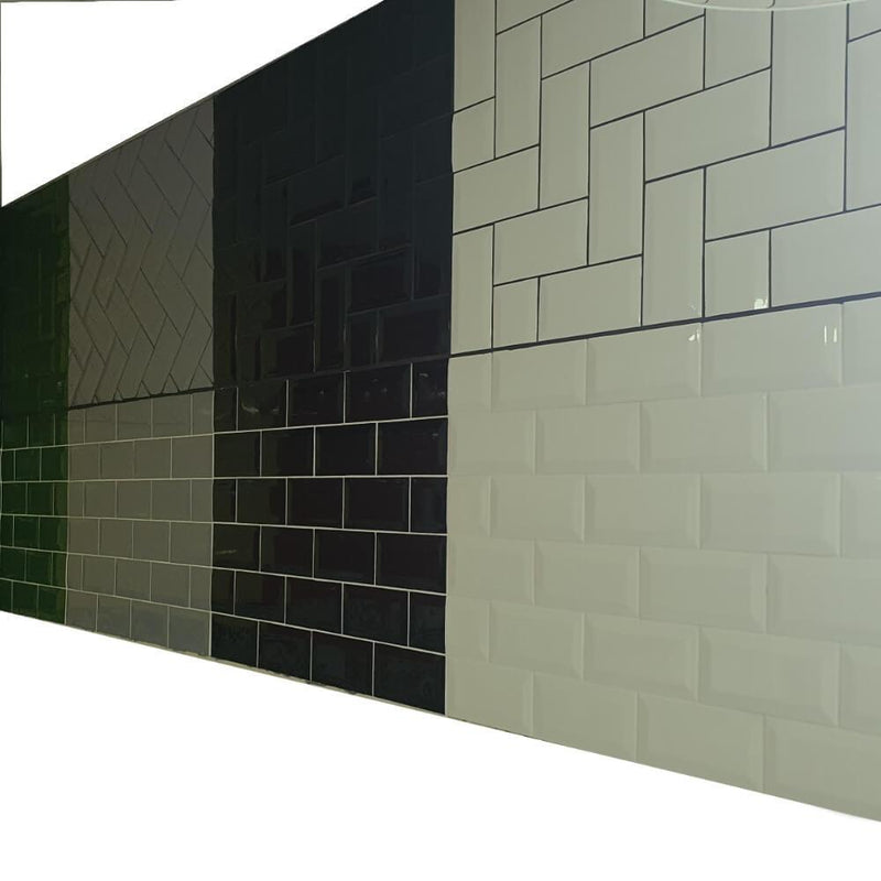 Black Metro Brick Tiles 100x200mm Diamond Decorative Polished Wall Tile