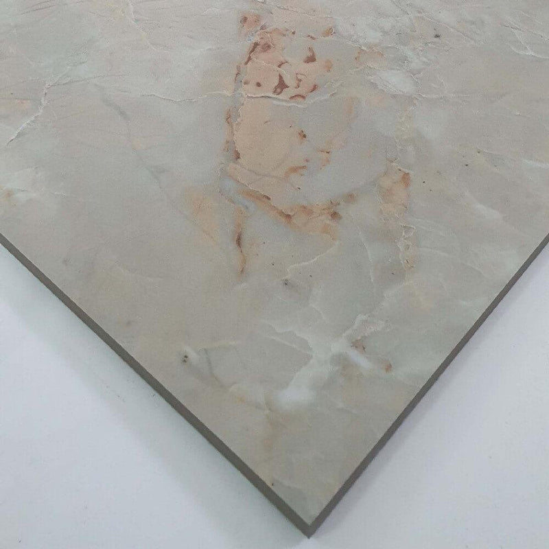 Breccia Aurora Beige Rectified Polished Stone Effect Porcelain 800x800mm Wall and Floor Tiles