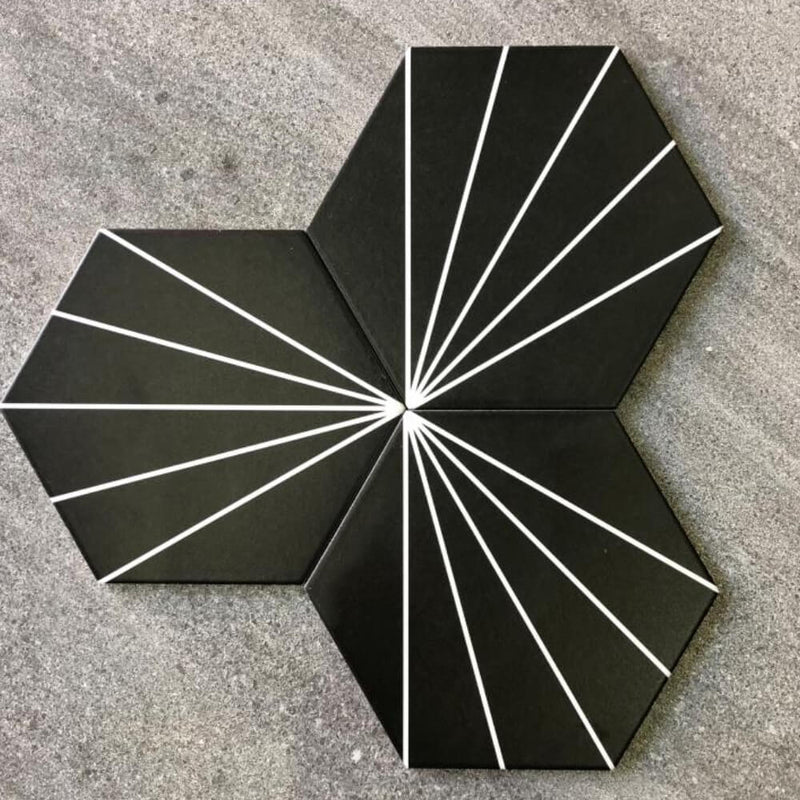 Edison Starburst Hexagon Matt Ceramic 200x230mm Wall and Floor Tile