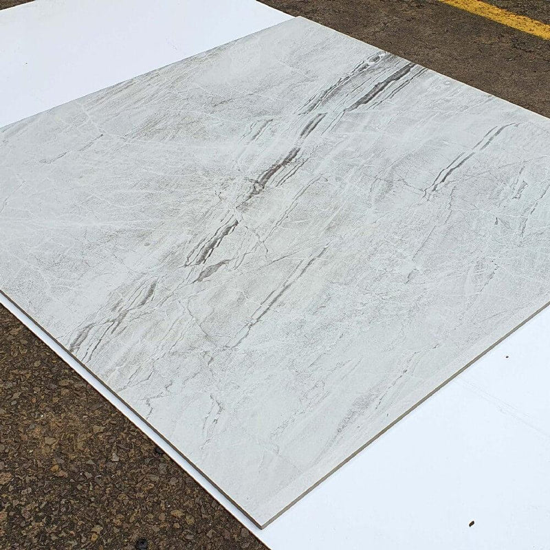 Jupiter Bianco Rectified Large Format Polished Stone Effect Porcelain 1200x1200mm Floor Tiles