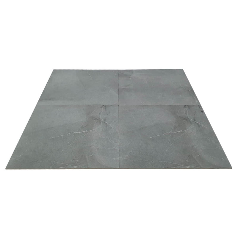 Lego Grey Rectified Polished Stone Effect Porcelain 800x800mm Wall and Floor Tiles