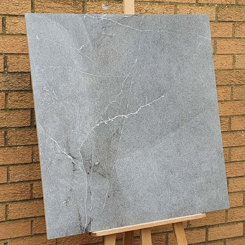 Lego Grey Rectified Polished Stone Effect Porcelain 800x800mm Wall and Floor Tiles
