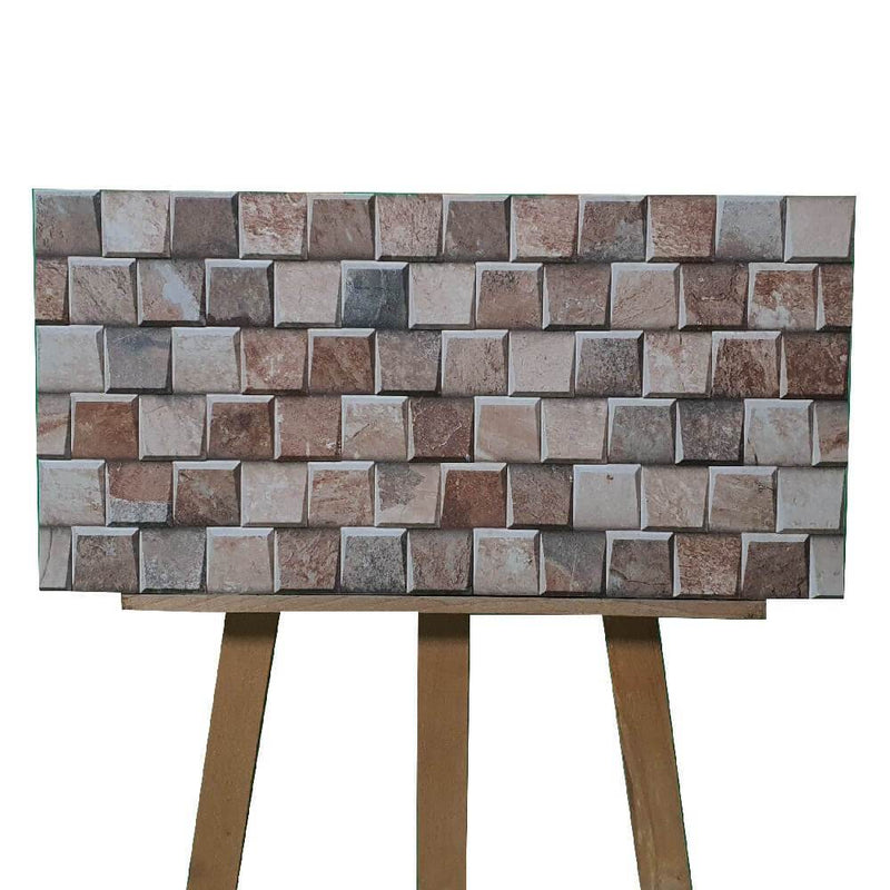 Cocoostia Coffee Brown Mosaic Cubes Split Face Slate Effect 300x600mm Rectified Matt Porcelain Decorative Wall Tile