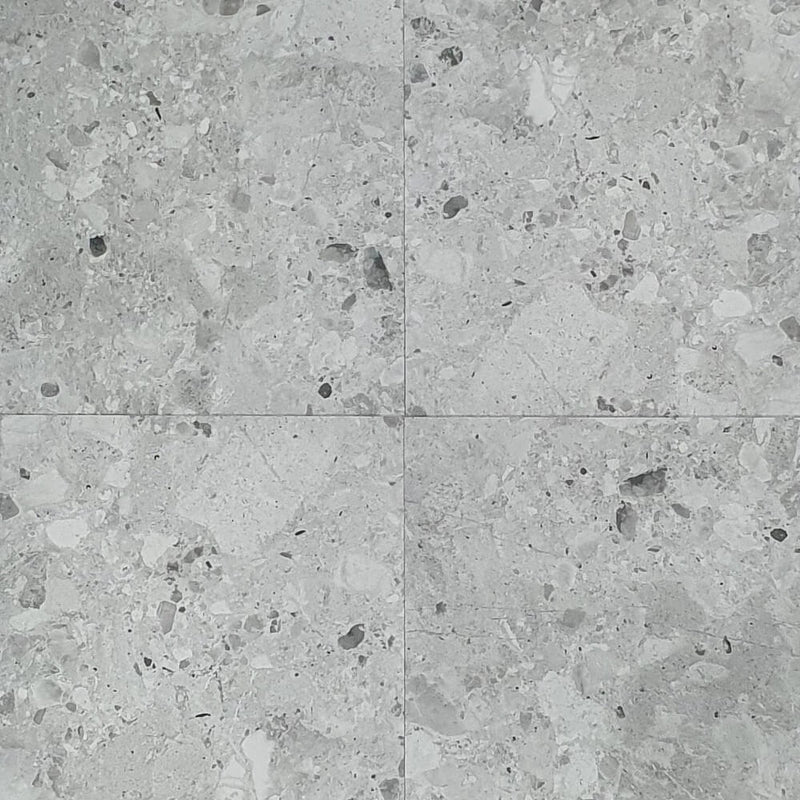 Perlos Grey Rectified Matt Stone Effect Porcelain 800x800mm Wall and Floor Tiles