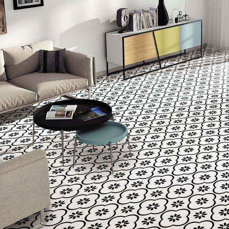 Preta Branco Rectified Matt Ceramic 300x300mm Wall and Floor Tile