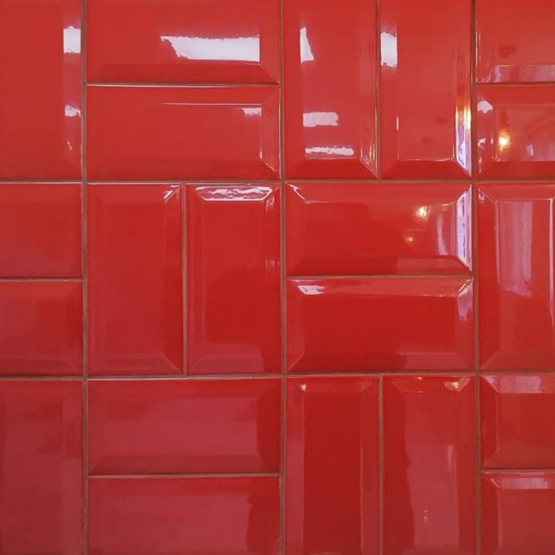 Red Metro Brick Tiles 100x200mm Diamond Decorative Polished Wall Tile