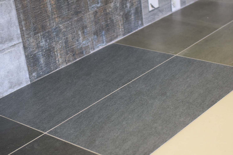 Sandstone Grafito Rectified Large Format Matt Stone Effect Porcelain Floor & Wall Tiles 600x1200mm (6512) - Decoridea