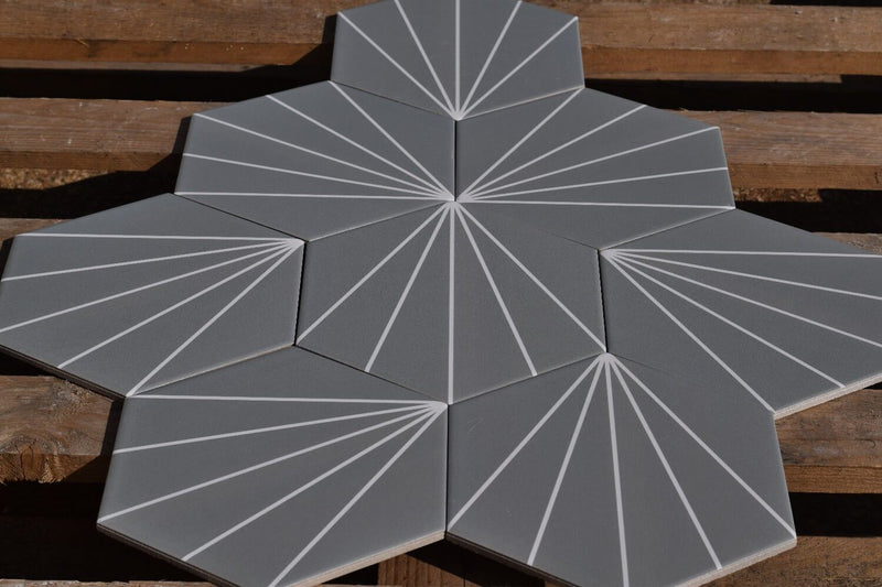 Tesla Starburst Hexagon Matt Ceramic 200x230mm Wall and Floor Tile SQM Price is £29.90 - Decoridea.co.uk