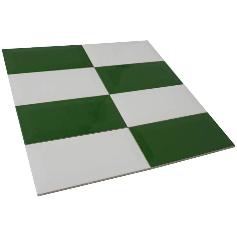 Green Metro Brick Tiles 100x200mm Diamond Decorative Polished Wall Tile