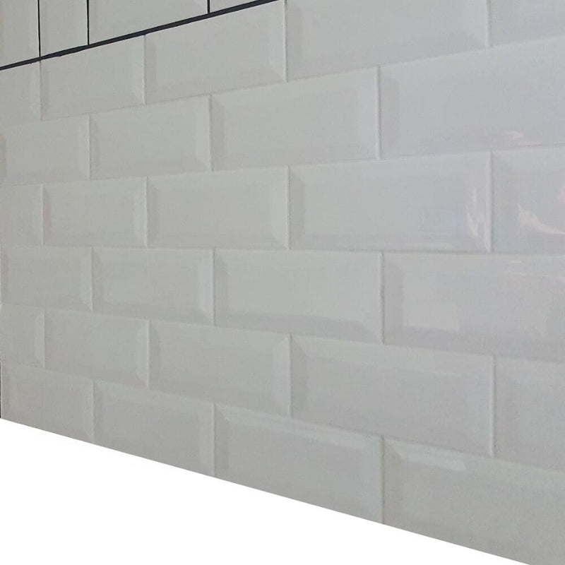 White Metro Brick Tiles 100x200mm Diamond Decorative Polished Wall Tile