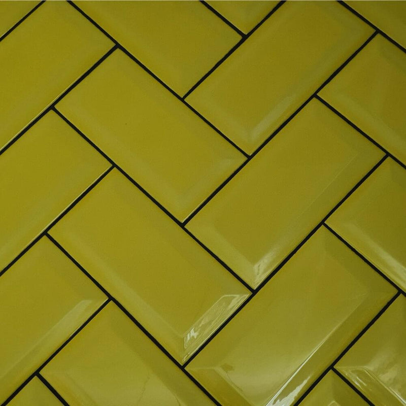 Yellow Metro Brick Tiles 100x200mm Diamond Decorative Polished Wall Tile