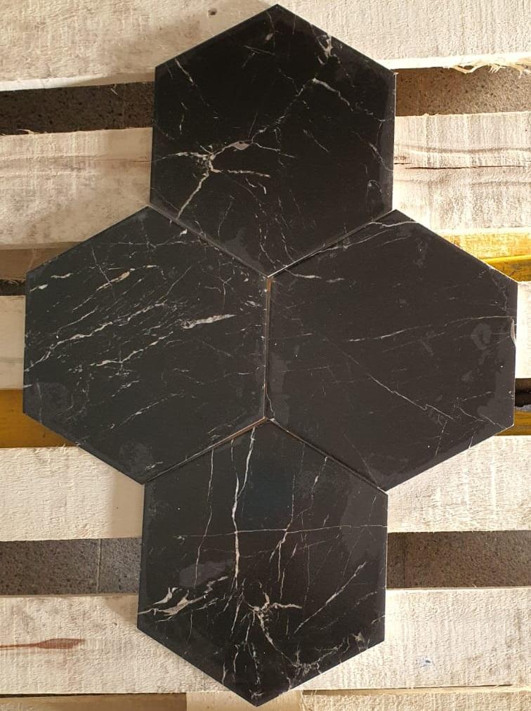 Yoda Black Hexagon Matt Ceramic 200x230mm Wall and Floor Tile SQM Price is £29.90 - Decoridea.co.uk