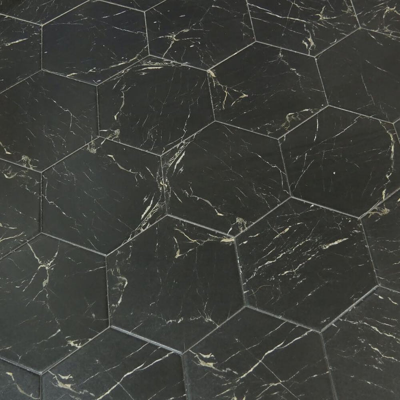 Yoda Black Hexagon Matt Ceramic 200x230mm Wall and Floor Tile